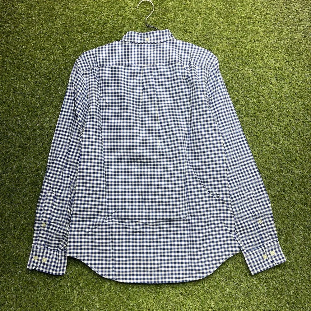 Banana Republic Dress Shirt Mens Medium Grant-Fit Luxe Blue Gingham Button NWT